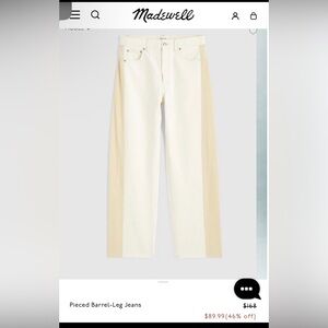Madewell Cream Barrel Leg Pants